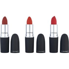 MAC by Make-Up Artist Cosmetics Travel Exclusive Powder Kiss Lipstick Trio: #Style Shocked! + #Devoted To Chili + #Lasting Passion --3ct